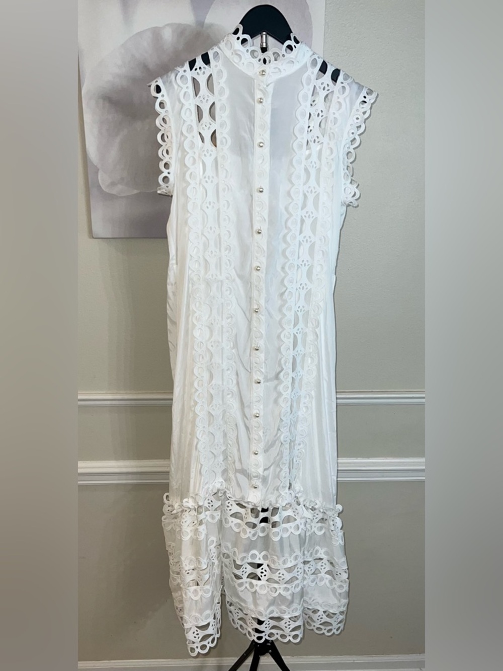 NWT: Women's Kennedi White Sleeveless Hollow Maxi Dress! Size XL. - Picture 3 of 16